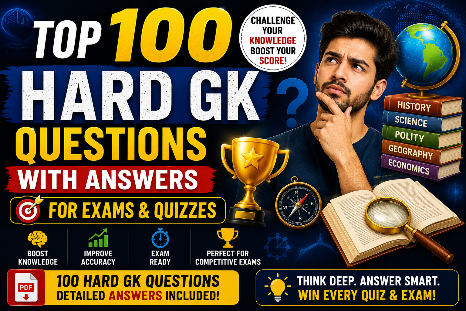 Top 100 Hard GK Questions with Answers